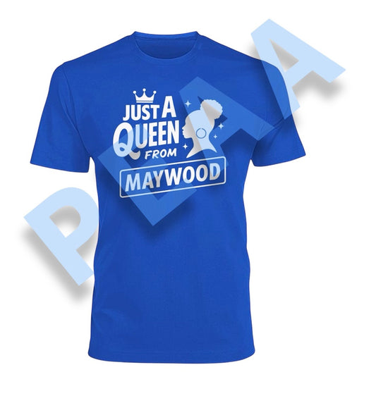 Blue shirt with white Queen logo